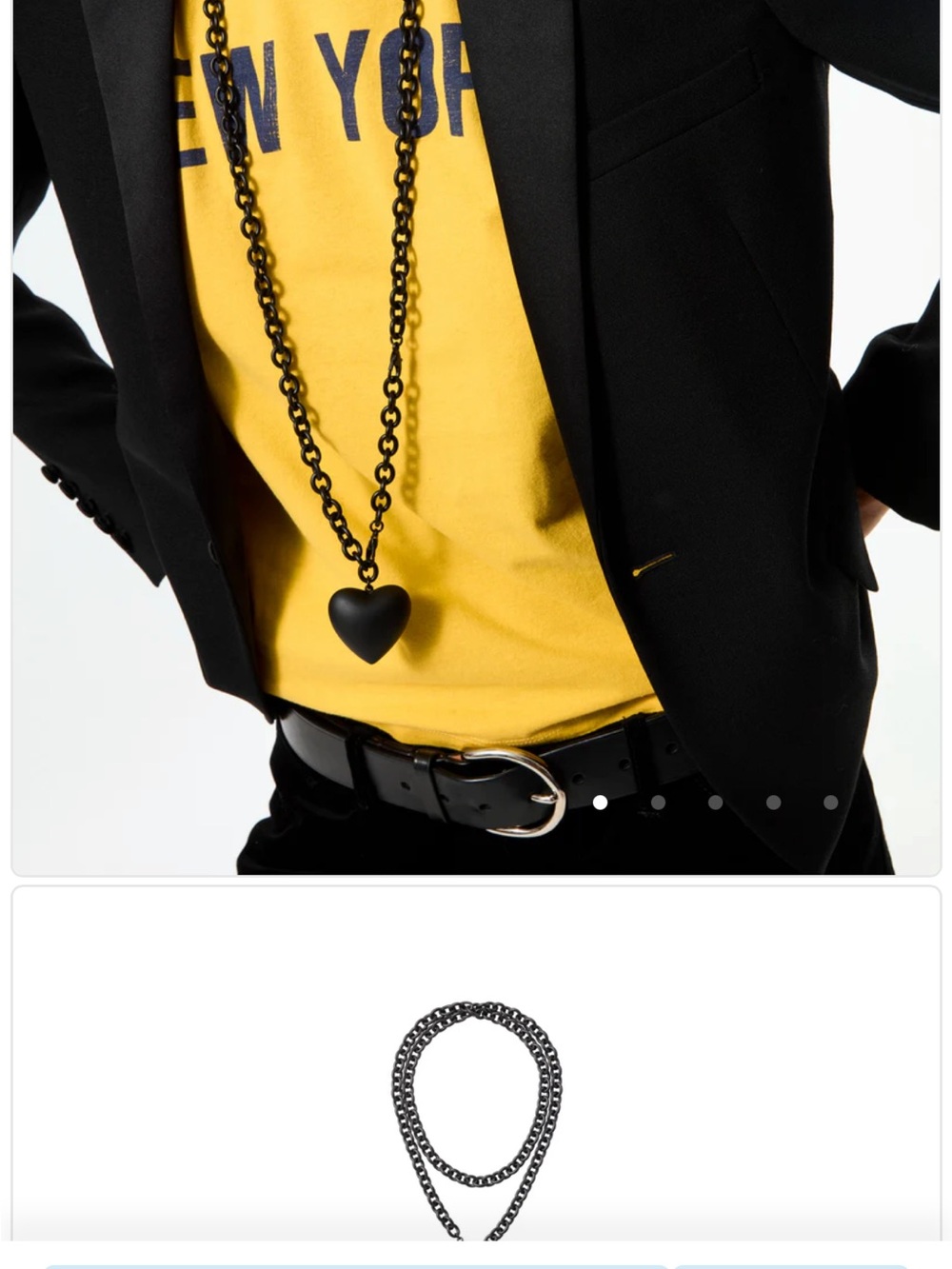 Roxanne Assoulin Black Matte Heart Pendant Chain Necklace